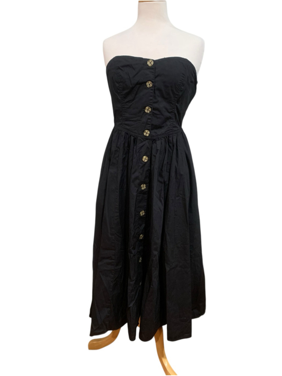 Free People Dresses & Skirts - Free People cotton Strapless Button-Front Midi Dress, Black, Size M